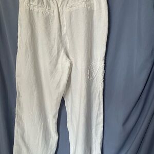 Chico’s cotton, elastic, embroidered pants.